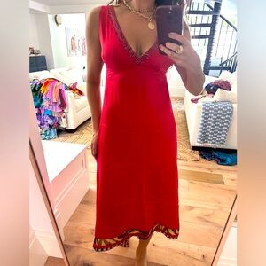 Vintage Tracy Feith collection red silk slip dress 1